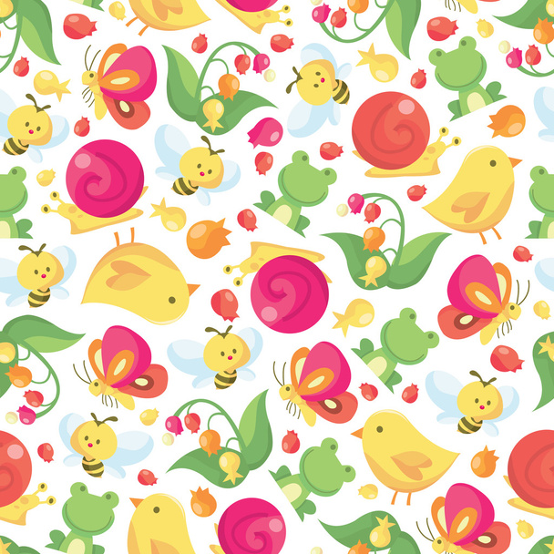 Cute Spring Seamless Pattern Background - Vector, Image