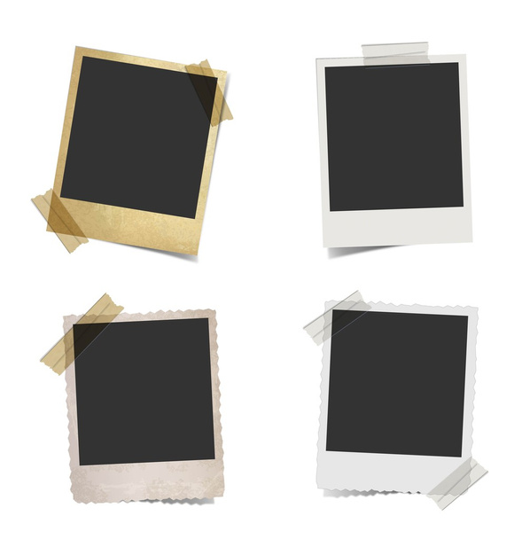 Old empty photo frame with tape - Vector, Image