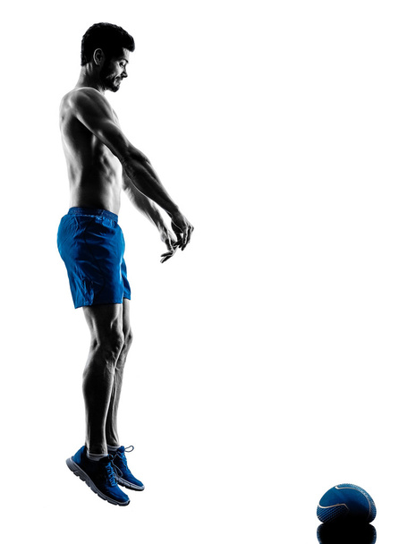 man exercising fitness weights exercises silhouette - Foto, Bild