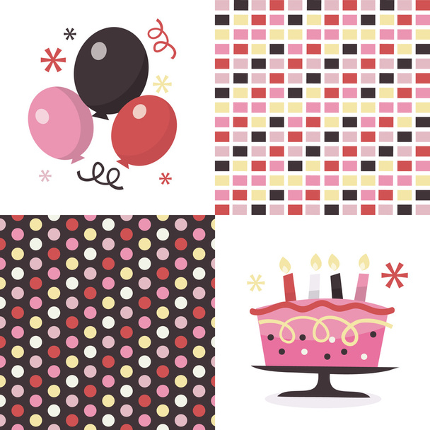 Ballonnen Cakes en patronen - Vector, afbeelding