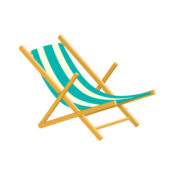 Wooden collapsible chaise lounge for rest. - Διάνυσμα, εικόνα