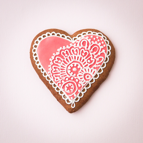 Home-baked and decorated heart shaped cookie - Photo, Image