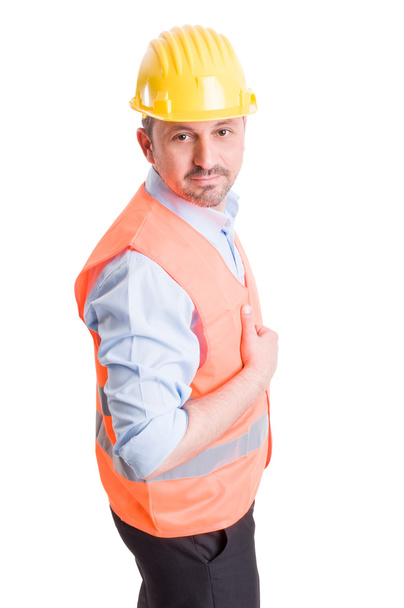 Buildings contractor posing on white background - Photo, Image
