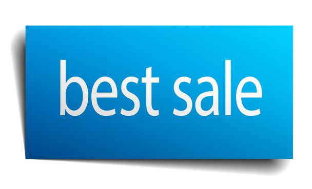 best sale blue square isolated paper sign on white - Vektor, Bild