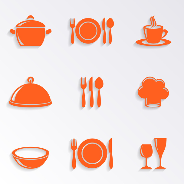 Cocina y cocina menú de restaurante iconos
 - Vector, Imagen