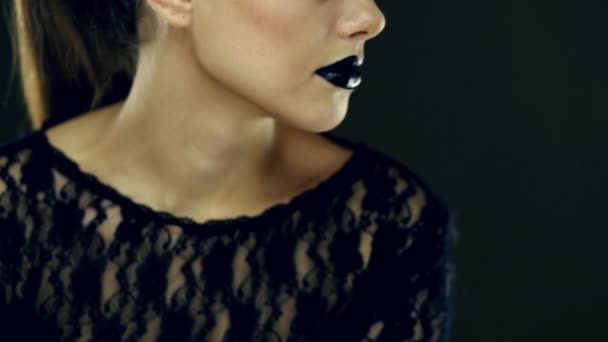 Gothic black lips beauty - Footage, Video