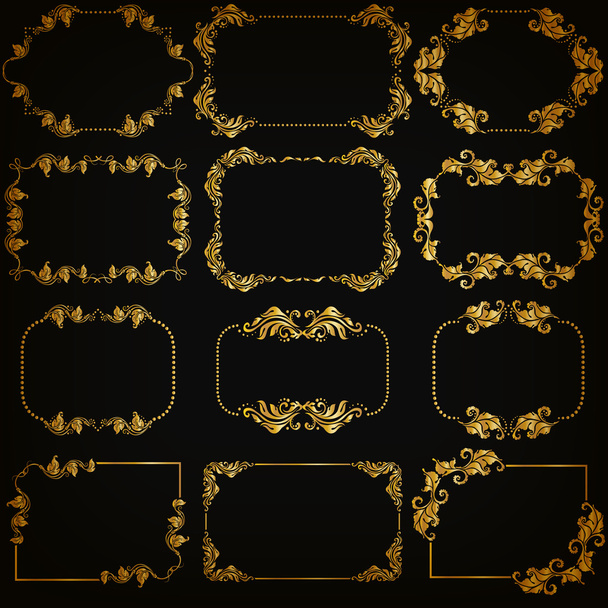 Conjunto vectorial de bordes decorativos dorados, marco
 - Vector, Imagen