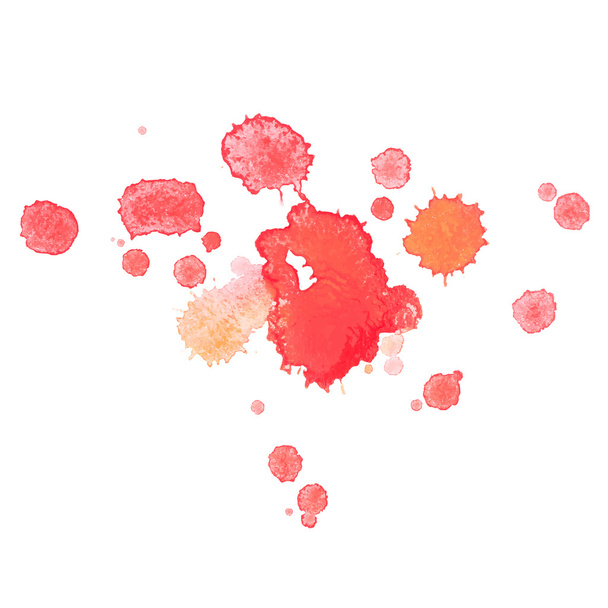 abstrakte Aquarell-Aquarell handgezeichnet rote Tropfen Spritzer Fleckenkunst Farbe auf weißem Hintergrund Vektor Illustration - Vektor, Bild