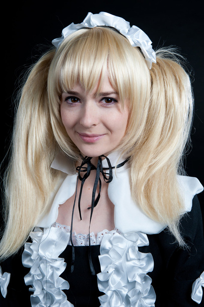 Portrait of young girl in anime lolita suit - Фото, изображение