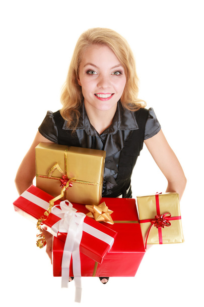 girl holding gift boxes - Фото, зображення