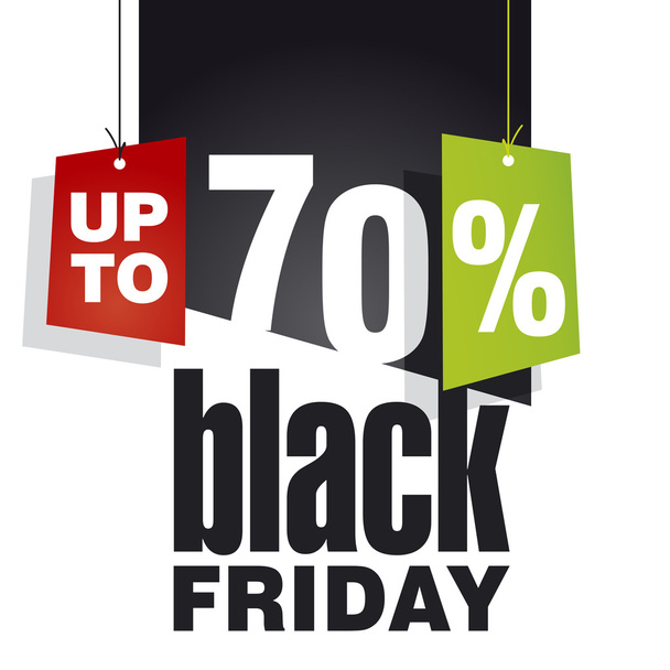 Black friday Sale up to 70 percent off black background - Вектор,изображение