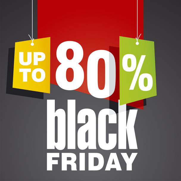 Black-Friday-Verkauf bis zu 80 Prozent Rabatt auf roten schwarzen Hintergrund - Vektor, Bild