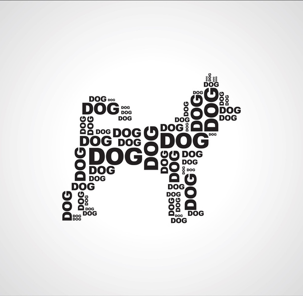Hund besteht aus den Wörtern dog black n white background - Vektor, Bild