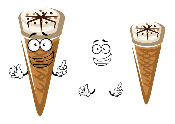Καλοκαίρι χαριτωμένο κινούμενα παγωτό σε κώνο - Διάνυσμα, εικόνα
