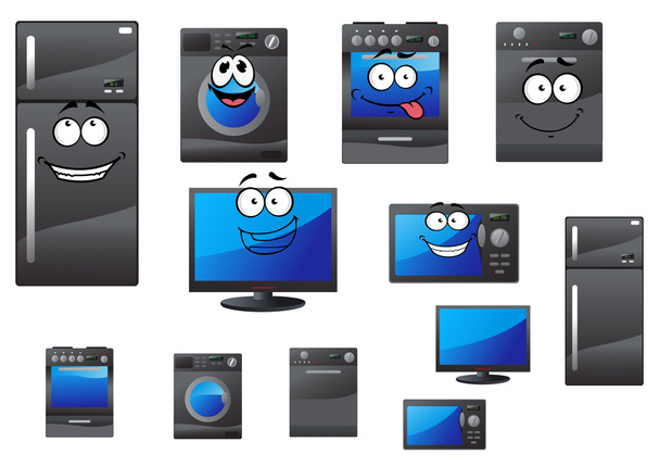 Cartoon electrical household and kitchen appliances - Vector, Image