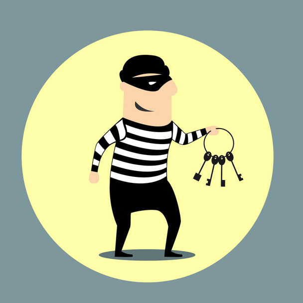 Burglar carrying a bunch of keys - Vector, Image