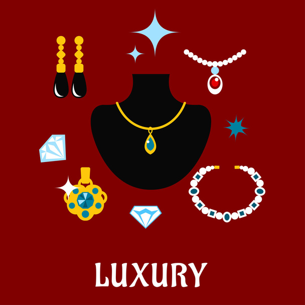 Conceito de luxo exibindo jóias caras
 - Vetor, Imagem