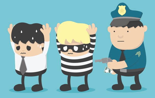 泥棒と警察 arre と友達は、概念の実業家 - ベクター画像