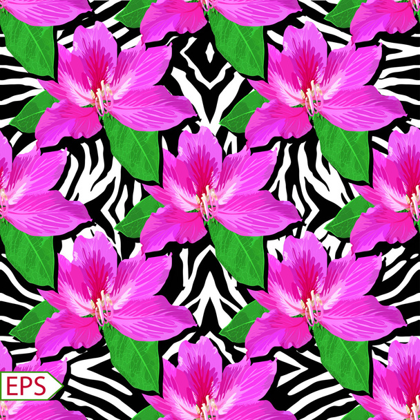 Painted flowers of seamless vector background - Vector, Image