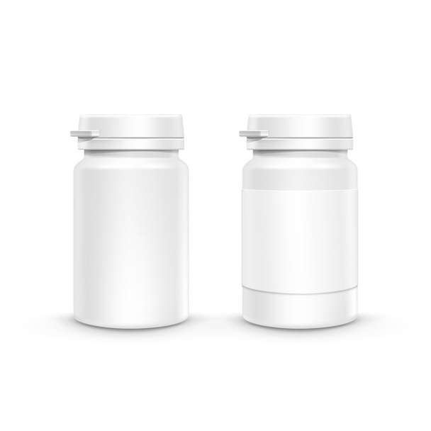 錠剤用キャップとベクトル プラスチック包装ボトル - ベクター画像