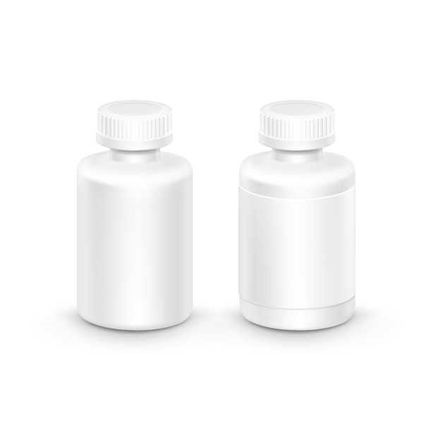 錠剤用キャップとベクトル プラスチック包装ボトル - ベクター画像