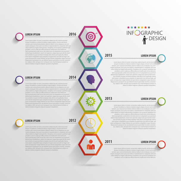 Abstract hexagon infographics. Timeline template. Vector - Vettoriali, immagini