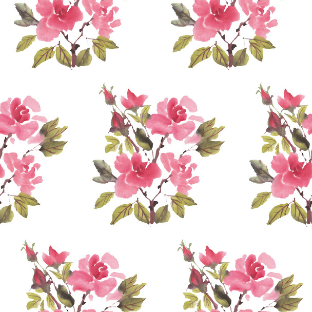 Watercolor Roses pattern - Vektör, Görsel