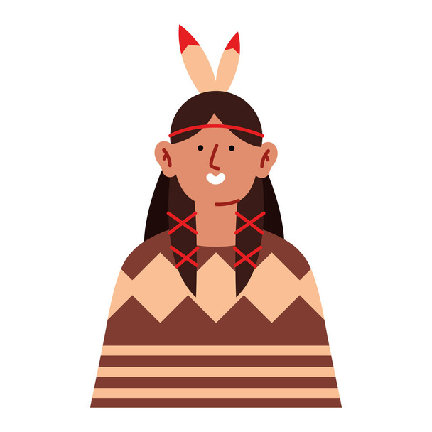 donna indigena in costume tradizionale e piume - Vettoriali, immagini