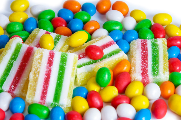 Kolorowe cukierki i Marmolada. Selektywne focus  - Zdjęcie, obraz
