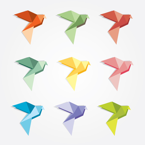 Conjunto de iconos del logotipo de origami birds
 - Vector, imagen