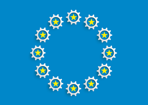 Bandera abstracta con engranajes
 - Vector, Imagen