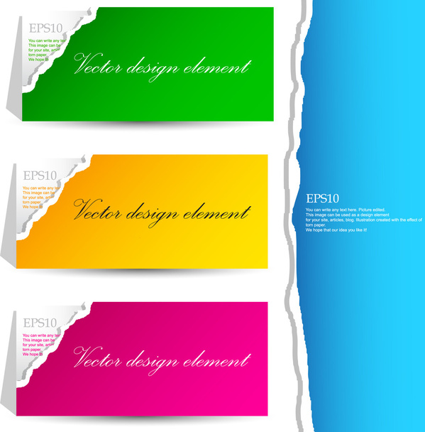 Torn paper banners with space for text - Vector, afbeelding