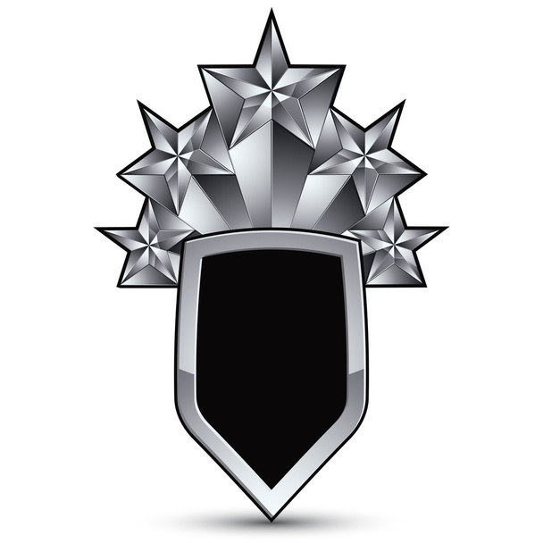 geometric symbol with five  silver stars - Vector, Imagen