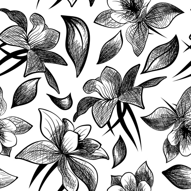 Doodle floral seamless pattern. - Vector, afbeelding