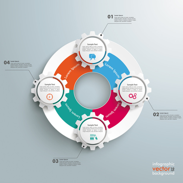 Big Circle Colored Infographic 4 Gears - Vector, Image