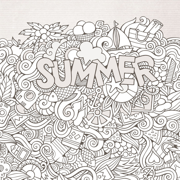 Summer hand lettering and doodles elements. - Vector, Image