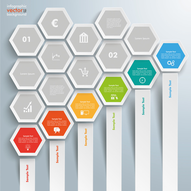 Hexagon Chart Growth Bars - Wektor, obraz