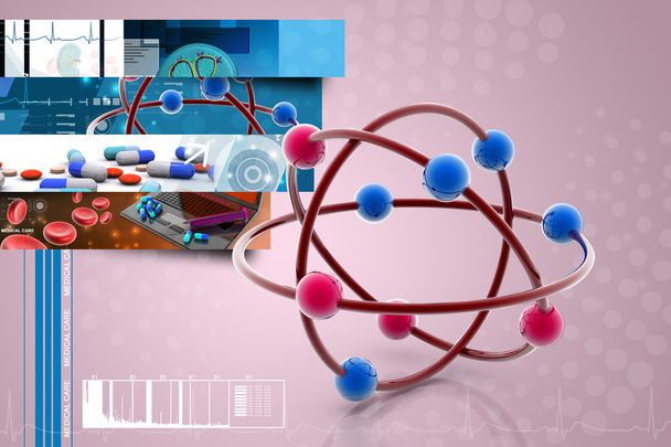 Atom in collor achtergrond - Foto, afbeelding