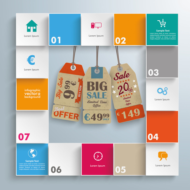 Colored Squares Price Stickers Infographic - Vector, Image