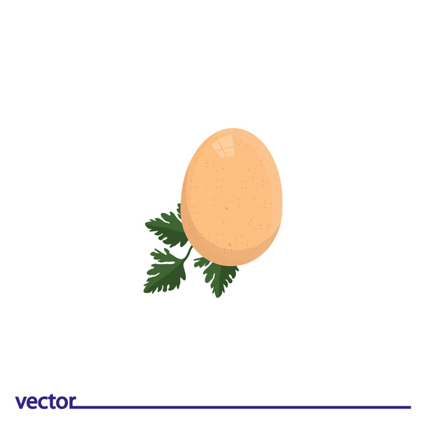 Icon of egg with parsley leaves - ベクター画像