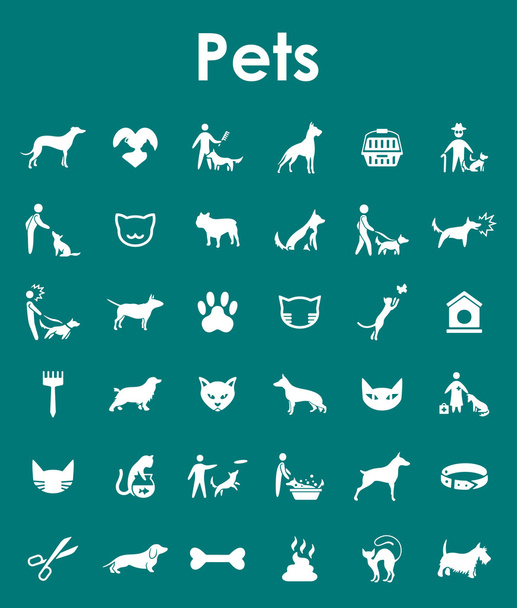 Aantal huisdieren eenvoudige pictogrammen - Vector, afbeelding
