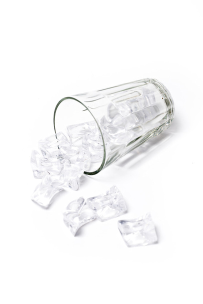Glass with ice on white background - Fotografie, Obrázek