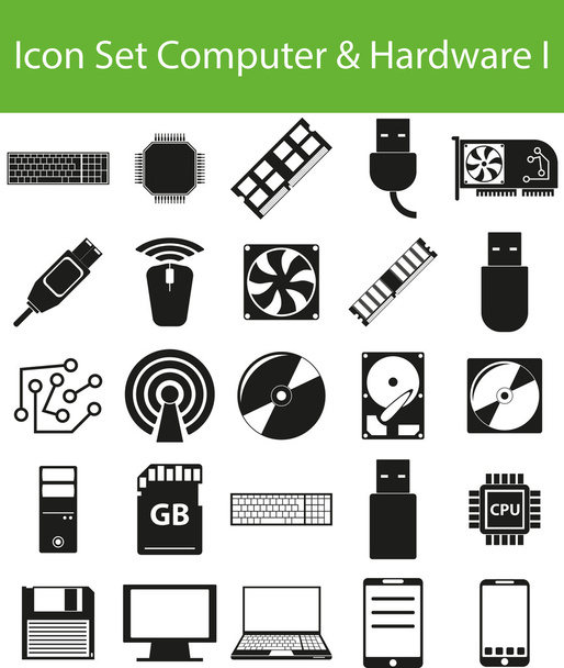 Icon set computer hardware i - Vektor, Bild