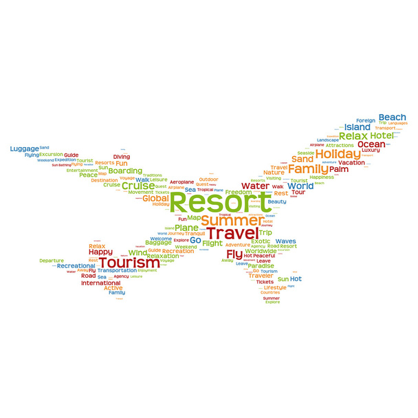 tourism plane word cloud - Vector, Image