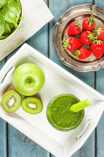 A green smoothie with fruit and spinach - Photo, Image