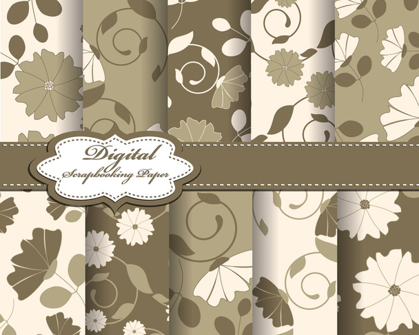 Papeles para álbum de recortes con patrón de flores
 - Vector, Imagen