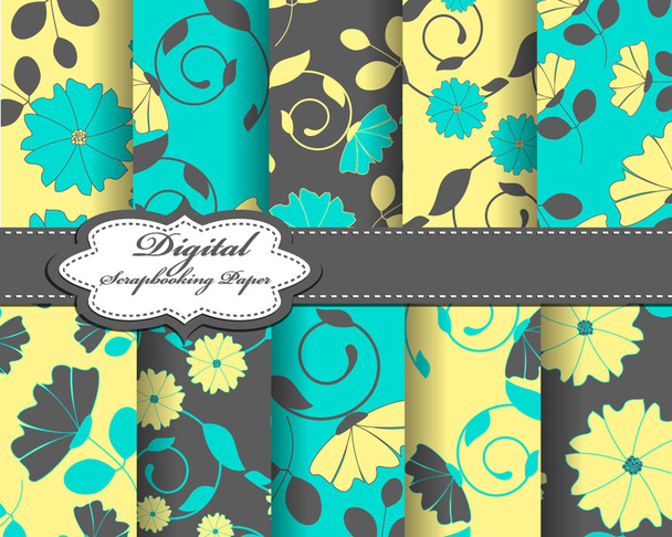 Papers for scrapbook with flower pattern - Vector, Image