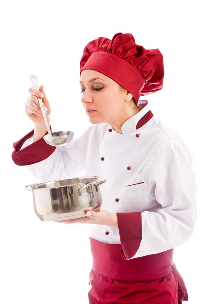 Chef tasting her food - Foto, immagini
