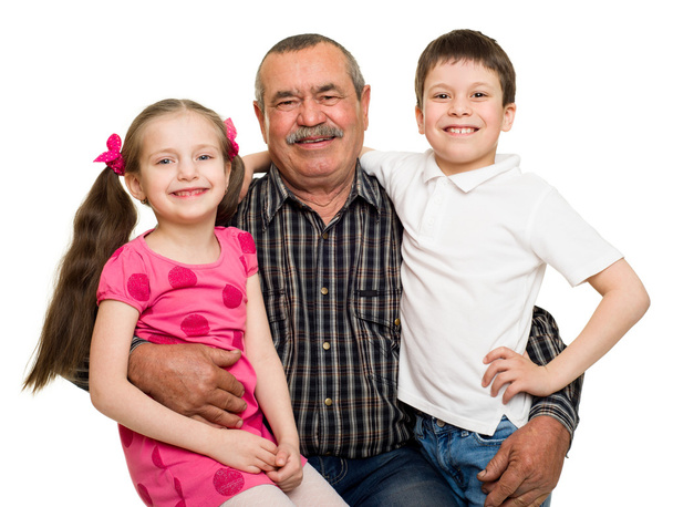 Grootvader en kleinkinderen portret - Foto, afbeelding