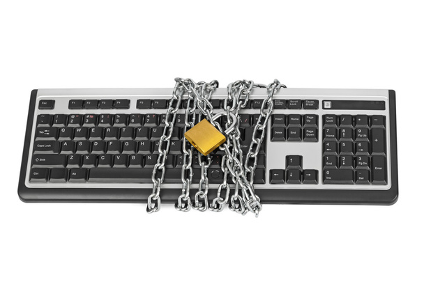 Computer keyboard and chains - Foto, Imagem